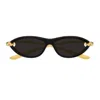 Bottega Veneta Bv1390s Signature Icons 001 Black Gold Grey Sunglasses In Black