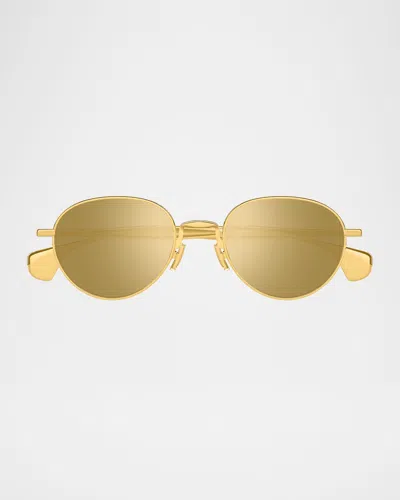 Bottega Veneta Bv1396s Round Metal Sunglasses In Gold