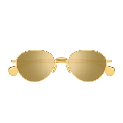 Bottega Veneta Bv1396s Signature Icons 002 Gold Gold Sunglasses In Brown