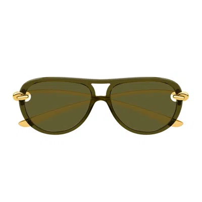 Bottega Veneta Bv1418s Signature Icons 003 Gold Green Sunglasses