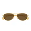 Bottega Veneta Bv1419s Linea Signature Icons 001 Gold Gold Brown Sunglasses In Gold