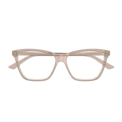 Bottega Veneta Bv1421o Linea Logo 004 Brown Transparent Glasses In Neutral