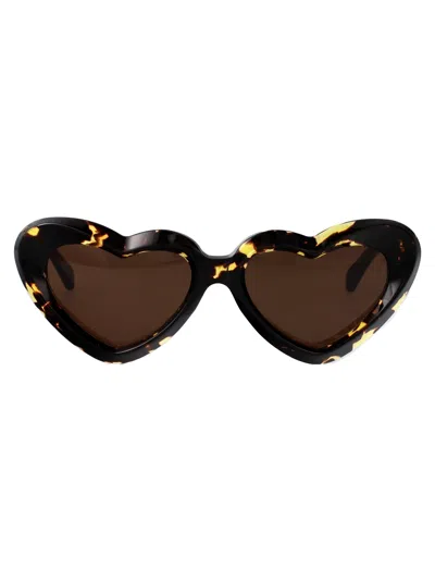 Bottega Veneta Bv1432s Heart-shaped Havana Acetate Sunglasses In Multi