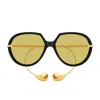 Bottega Veneta Bv1436s Linea Unapologetic 001 Black Gold Yellow Sunglasses In Multi