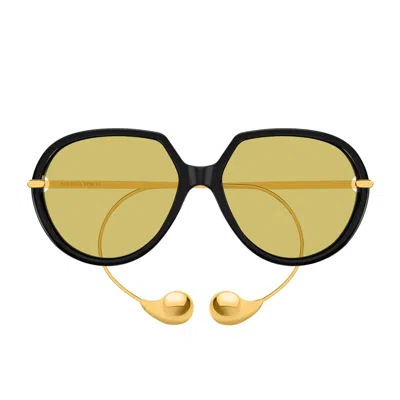 BOTTEGA VENETA BOTTEGA VENETA BV1436S LINEA UNAPOLOGETIC 001 BLACK GOLD YELLOW SUNGLASSES