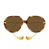 Bottega Veneta Bv1436s Linea Unapologetic 002 Havana Gold Brown Sunglasses In Brown