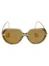 Bottega Veneta Yellow-gold-brown Recycled Acetate Sunglasses In Brown