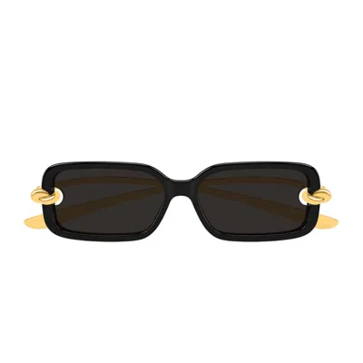 Bottega Veneta Bv1439s Linea Signature Icons 001 Black Gold Grey Sunglasses In Green
