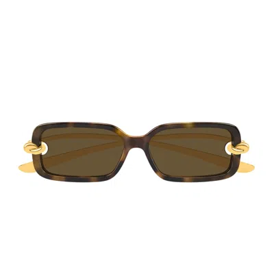 Bottega Veneta Bv1439s Linea Signature Icons 002 Havana Gold Brown Sunglasses In Pink