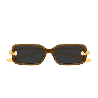 Bottega Veneta Bv1439s Linea Signature Icons 005 Brown Gold Grey Sunglasses
