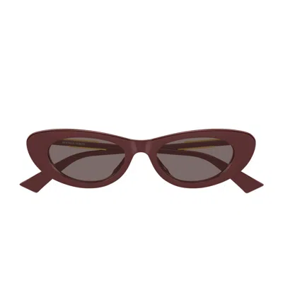 Bottega Veneta Bv1447s Linea Ribbon 003 Burgundy Brown Sunglasses In Pattern