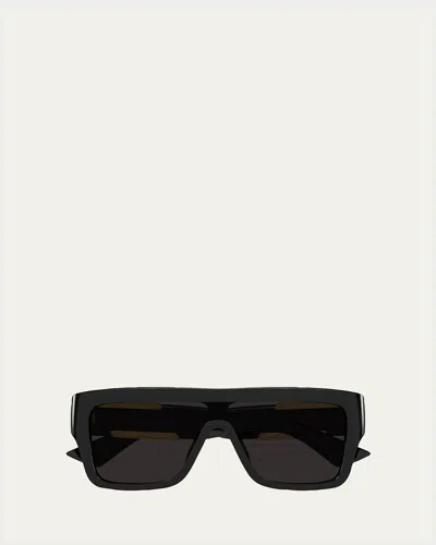 Bottega Veneta Bv1451s-001 Acetate Rectangle Sunglasses In Black