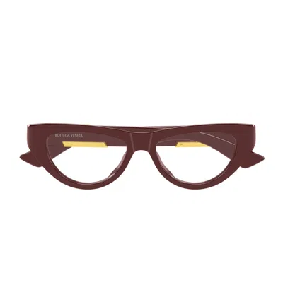 Bottega Veneta Bv1454o Linea Ribbon 004 Burgundy Glasses In Pattern