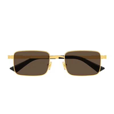 Bottega Veneta Bv1469s Linea Ribbon 005 Gold Brown Sunglasses In Purple