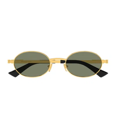 Bottega Veneta Bv1470s Linea Ribbon 004 Gold Green Sunglasses In Pink