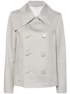 Bottega Veneta Double-breasted Peacoat In Gray