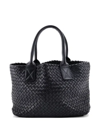 Pre-owned Bottega Veneta Cabat Intrecciato Nappa Medium Tote Bag In Black