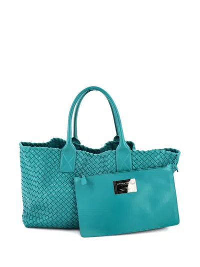 Pre-owned Bottega Veneta Cabat Intrecciato Nappa Medium Tote Bag In Green