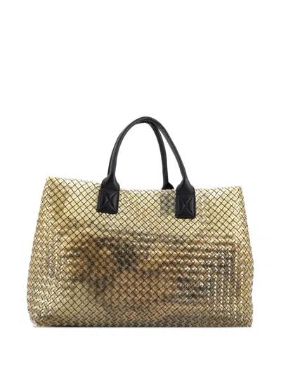 Pre-owned Bottega Veneta Cabat Intrecciato Pvc Medium Tote Bag In Brown