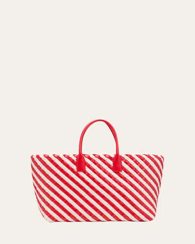Bottega Veneta Cabat Large Intreccio Tote Bag In Vernis-white Vern-g