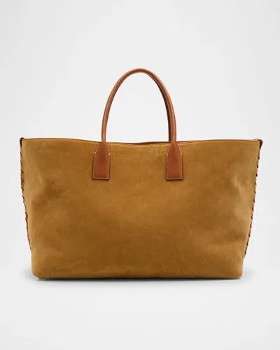Bottega Veneta Cabat Large Suede Shoulder Bag In Brown