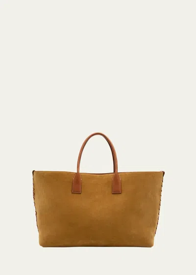 Bottega Veneta Cabat Large Suede Shoulder Bag In Woodlwcs