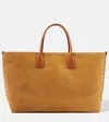 Bottega Veneta Cabat Large Leather-trimmed Suede Tote In Brown