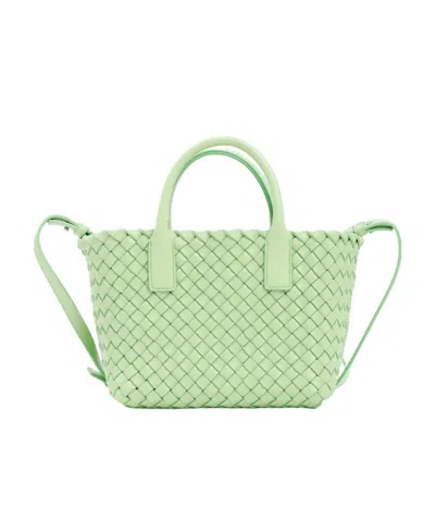 Bottega Veneta Cabat Mini Leather Bag In Green