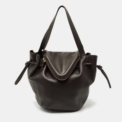 Pre-owned Bottega Veneta Cacao Leather Large Beak Tote In Brown
