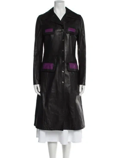 Pre-owned Bottega Veneta Calf Leather Colorblock Pattern Coat In Blue