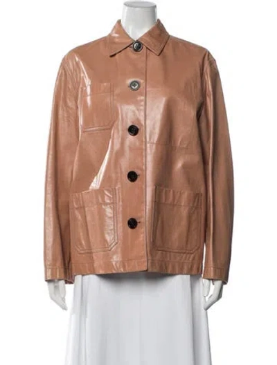 Pre-owned Bottega Veneta Calf Leather Jacket In Orange