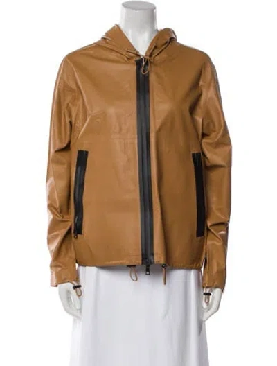 Pre-owned Bottega Veneta Calf Leather Jacket W/ Tags In Brown