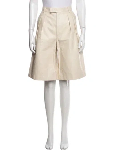Pre-owned Bottega Veneta Calf Leather Knee-length Shorts In Neutrals