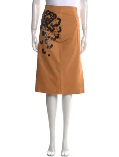 Pre-owned Bottega Veneta Calf Leather Knee-length Skirt In Brown