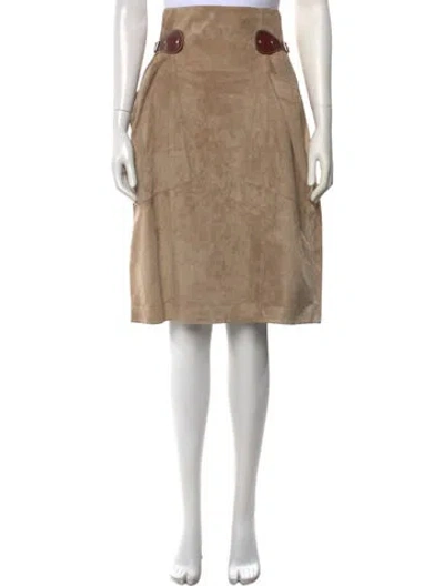 Pre-owned Bottega Veneta Calf Leather Midi Length Skirt In Neutral