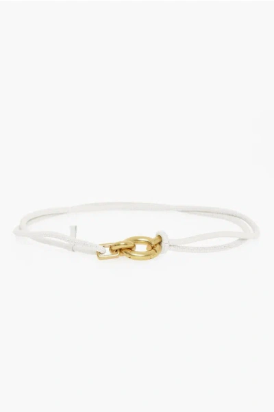 Bottega Veneta Calfskin Belt With Metal Closure In White