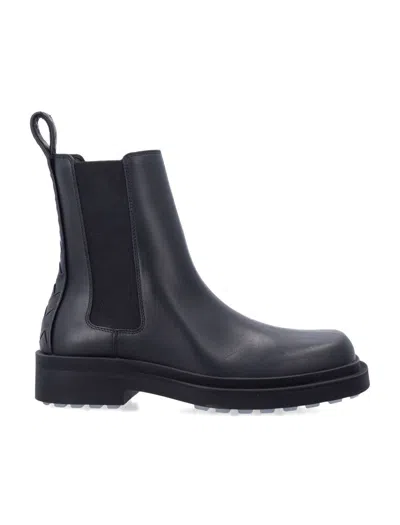 Bottega Veneta Women Black Ankle Boots With Elastic Side And Intreccio On The Back In Leather Woman