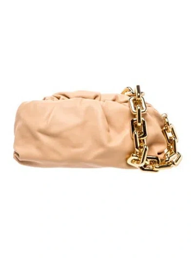 Pre-owned Bottega Veneta Calfskin Chain Pouch In Neutral