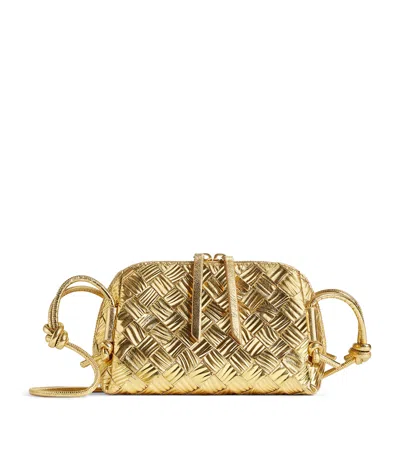 Bottega Veneta Calfskin Concert Pouch In Gold