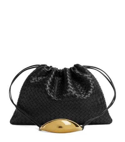 Bottega Veneta Calfskin Embellished Dustbag Shoulder Bag In Black