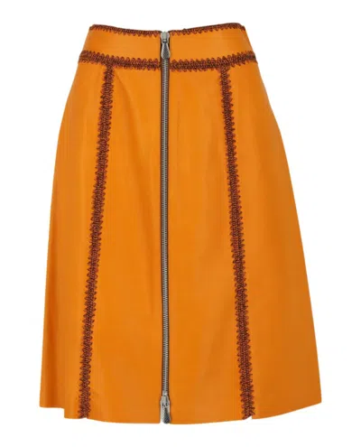 Bottega Veneta Calfskin Leather Zip-up Skirt