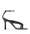 Bottega Veneta Riva Padded Glossed-leather Sandals In Black