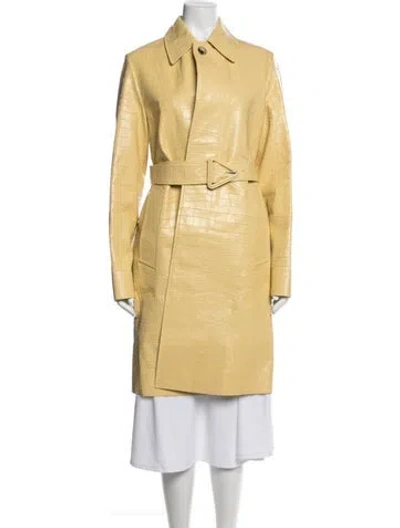 Pre-owned Bottega Veneta Calfskin Trench Coat W/ Tags In Yellow
