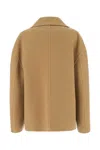 Bottega Veneta Women Camel Cashmere Coat In Multi