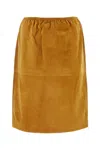 Bottega Veneta Fringed Hem Lurex Ribbed Midi Skirt In Brown