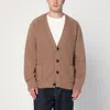 Bottega Veneta Dove Grey Wool Blend Cardigan In Brown