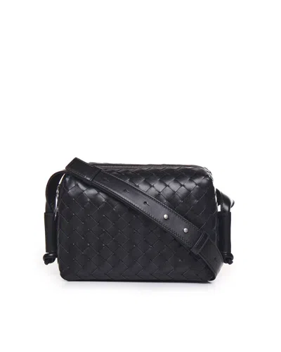 Bottega Veneta Camera Bag With Woven Loop In Black