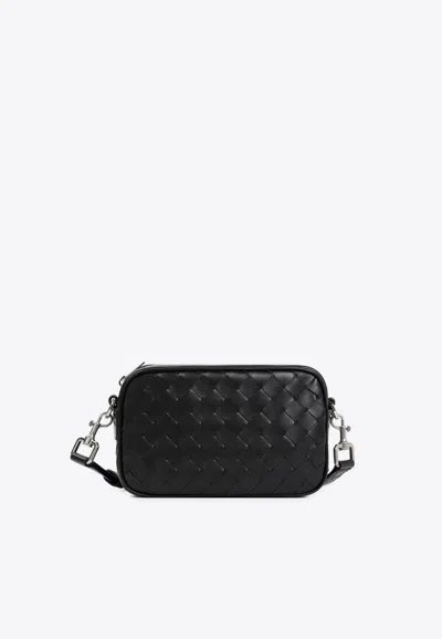 Bottega Veneta Camera Shoulder Bag In Intrecciato Leather In Black