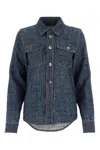Bottega Veneta Blue Silk And Viscose Denim Printed Shirt