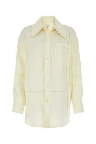 BOTTEGA VENETA CAMICIA IN LINO CREMA DONNA